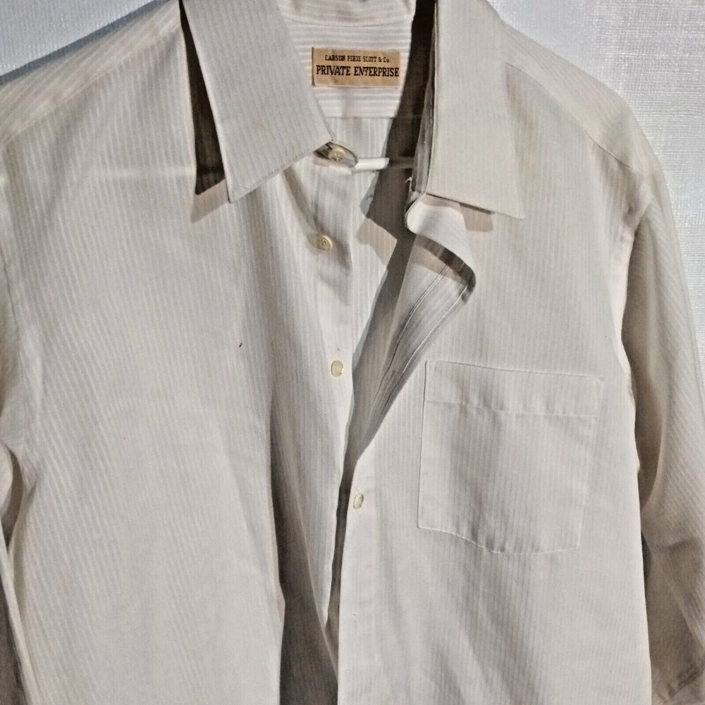 VINTAGE 1970s Men's Shirt 16 32/33 Carson Pirie Scott Striped Shirt USA Disco - Picture 3 of 7